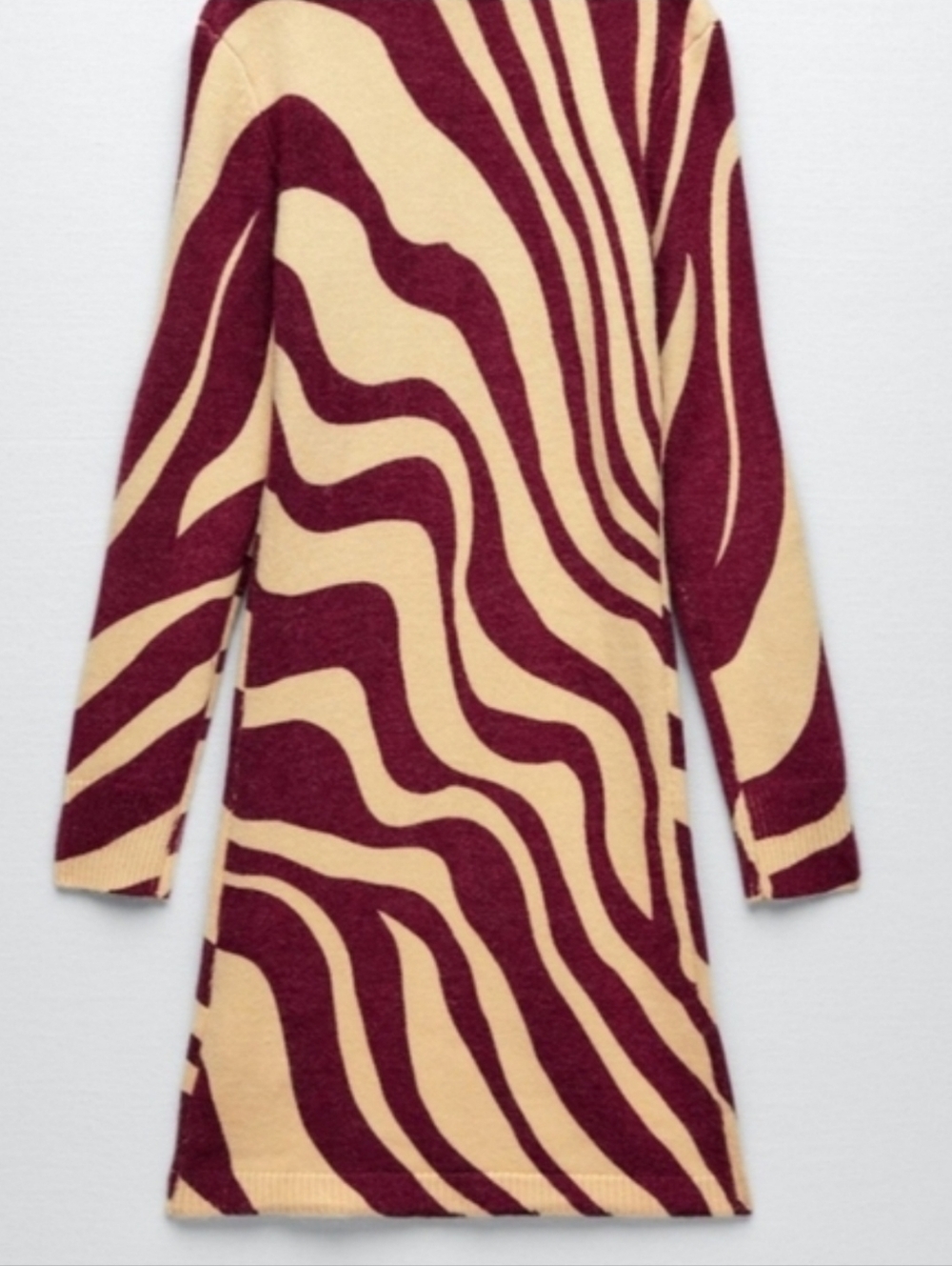 Zara Zebra Striped Jacquard Wool Blend Sweater Dress Perfect For Fall!! - Picture 11 of 16
